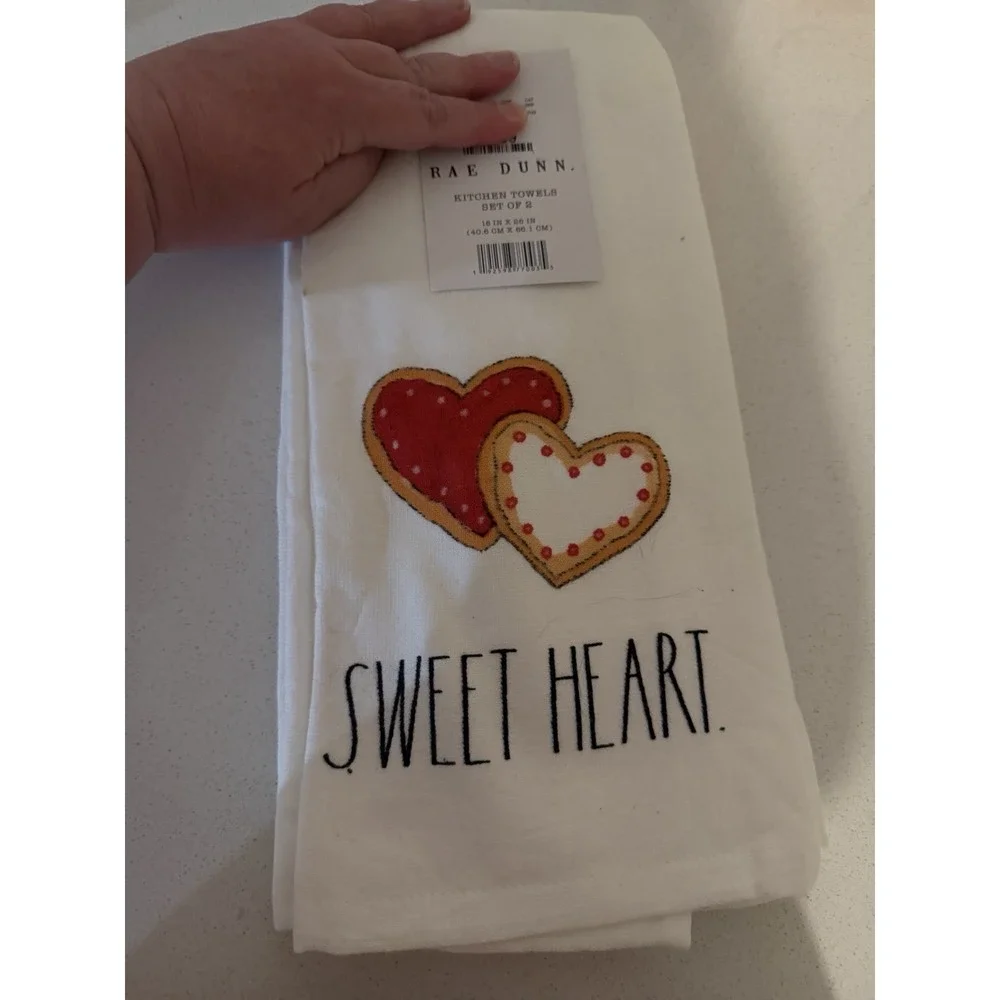 Rae Dunn Valentines Day Sweet Heart Kitchen Towels Set of 2 New